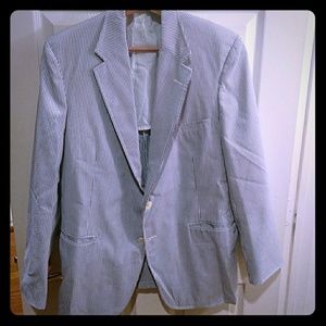 Seersucker sport coat blue and white
